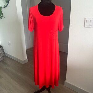 LuLaRoe Carly Hi/Low Red Dress Sz M Western Casual Festival Boho Party Y2K Swing
